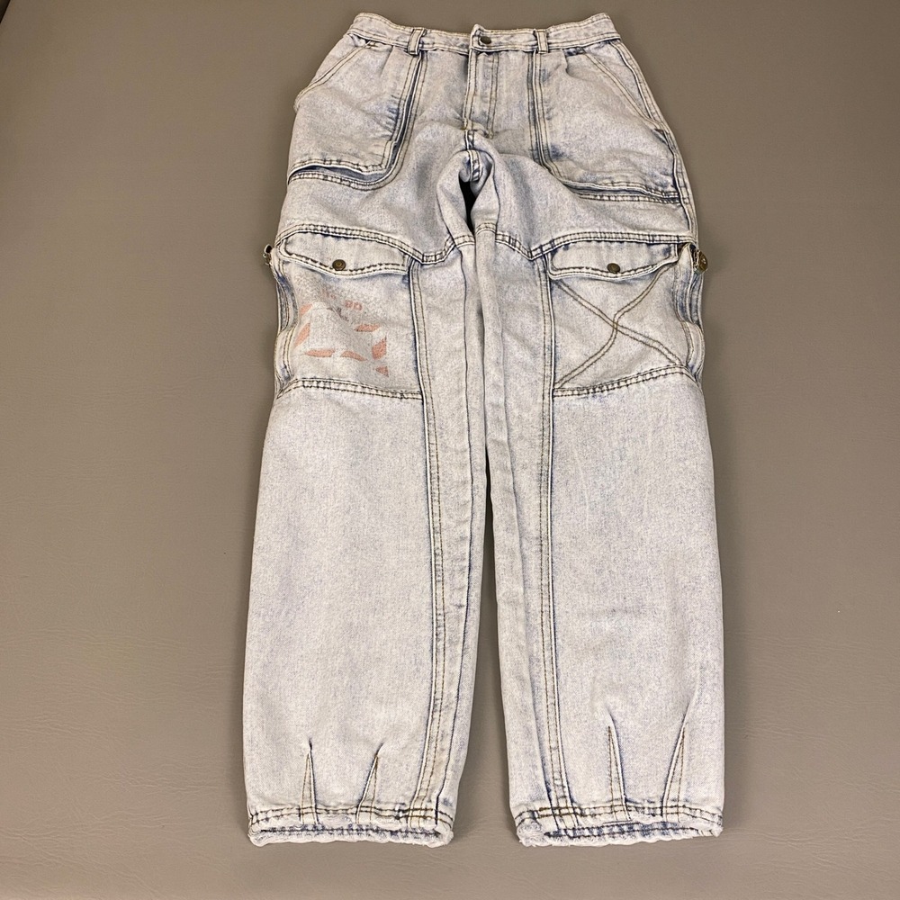 Vintage Bugle Boy Rescue Mountain Patrol Cargo Pants 90s Light Blue 22 Acid Wash